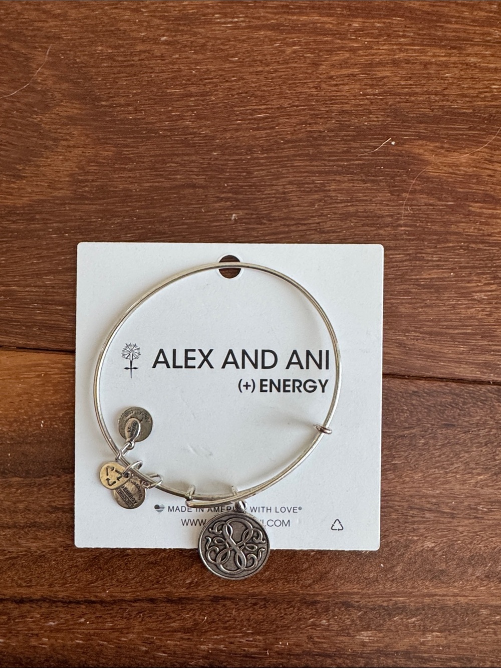 Alex and Ani Silver-Tone Expandable Bangle with Filigree Disc Charm